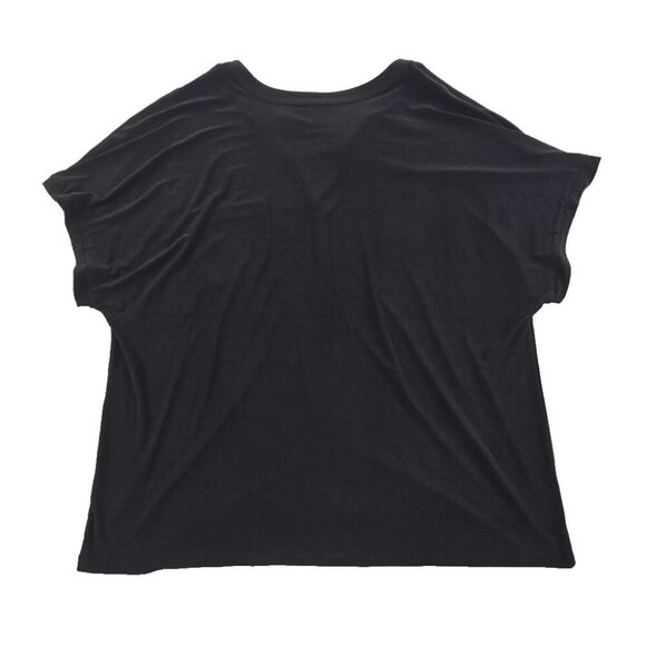 NEW Ann Klein Blouse Women's 2X Black V Neck Short Sleeve NWT Rivets Oversized - Picture 2 of 16